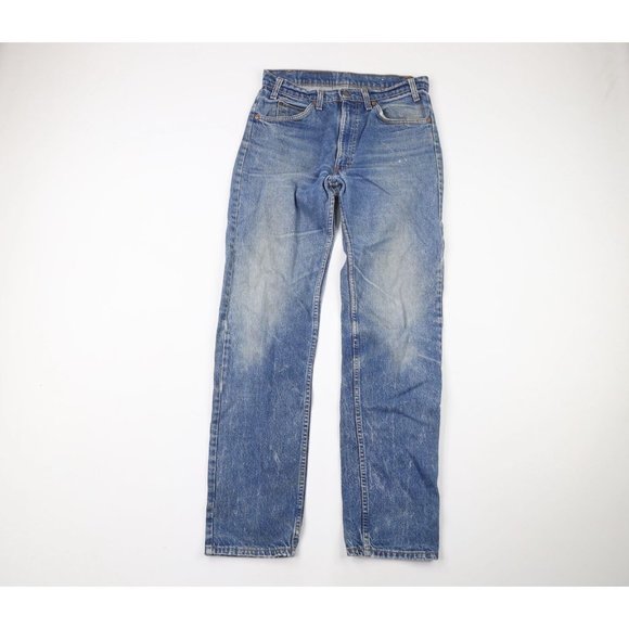 Vintage 80s Levis 513 Orange Tab Mens 31x34 Thrashed Slim Straight Leg Jeans USA